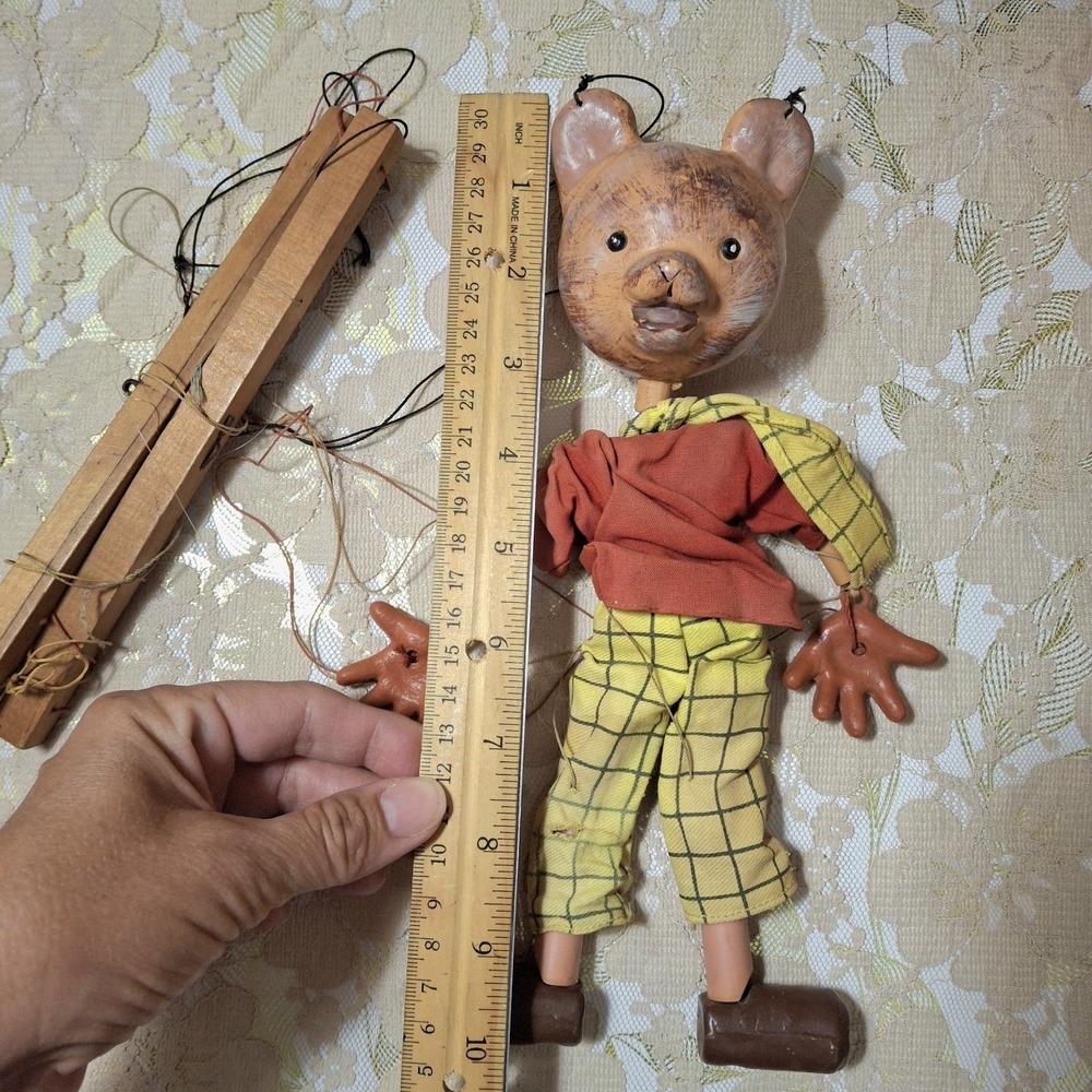 Pelham Puppet - Rupert Bear 1960s RARE Vintage ~ 10"in Made In England